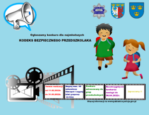 zdjęcie przedstawia najważniejsze informacje dotyczące organizowanego przez Komendę Powiatową Policji w Pabianicach konkursu