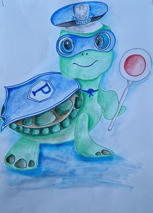 Rysunek przedstawiający żółwia.