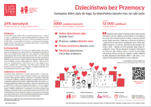 Ulotka informacyjna na temat kampanii Dzieciństwo bez Przemocy.
