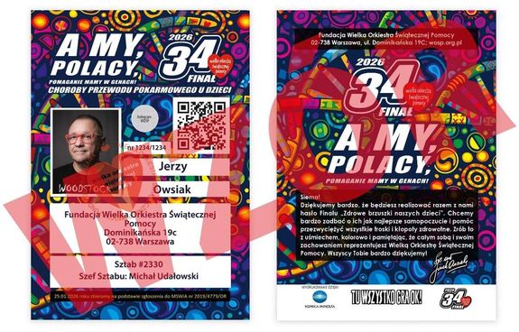 Wzór identyfikatora wolontariusza wośp.