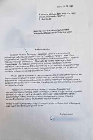 Treść podziękowań.