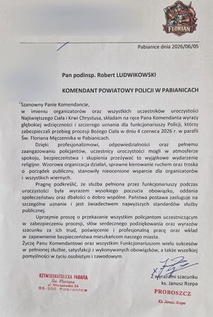 Treść podziękowań.