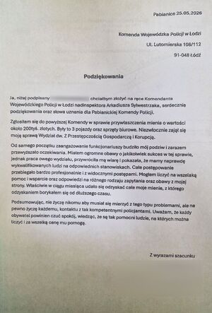 Przesłane podziękowania.