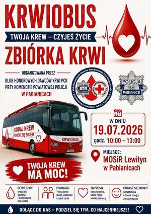 Plakat informujący o zbiórce krwi.