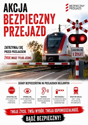 nadjeżdżający pociąg na przejazd kolejowy